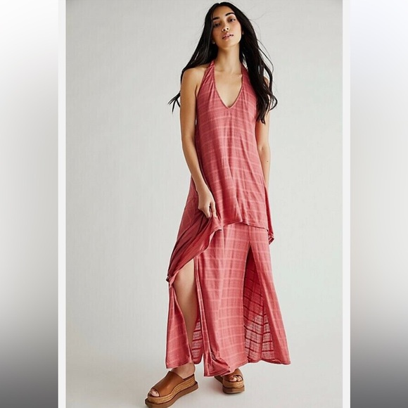 Free People FP Beach Chrissy Halter Maxi Dress Rosette - Picture 1 of 4